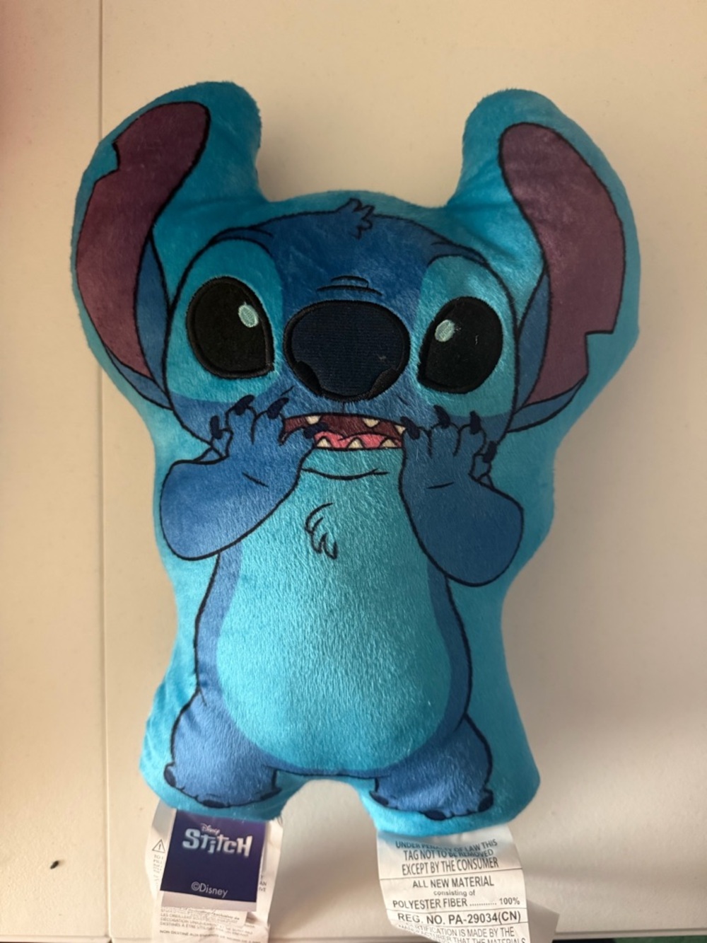 Disney Plush Pillow - Light Blue Stitch Character with Purple Ear Accents
